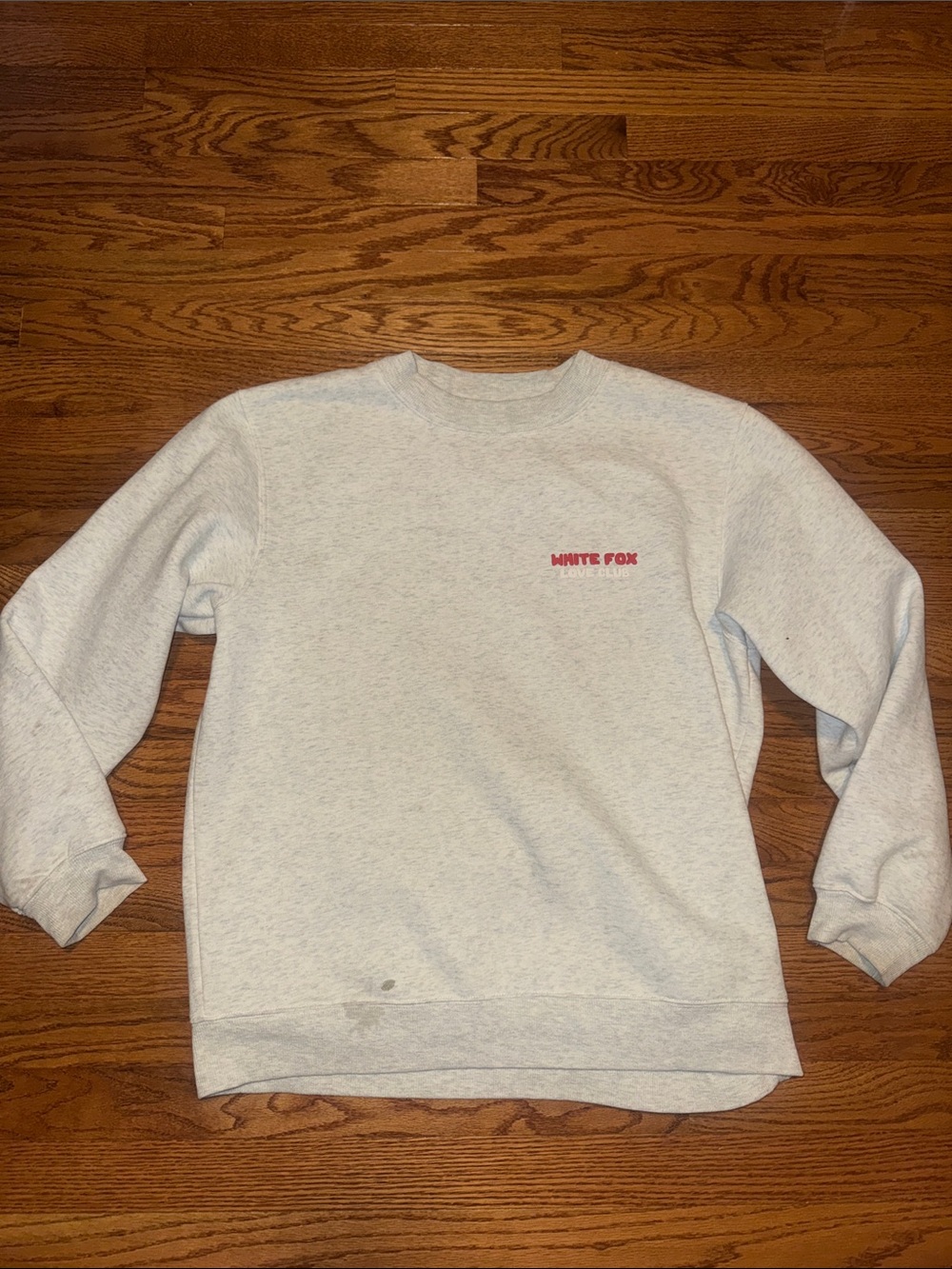 White Fox love club gray pullover sweatshirt